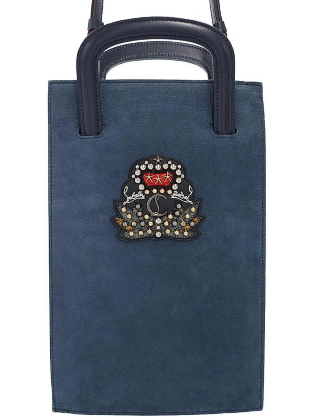 Christian Louboutin Trictrac Handbag nuit blue suede leather logo